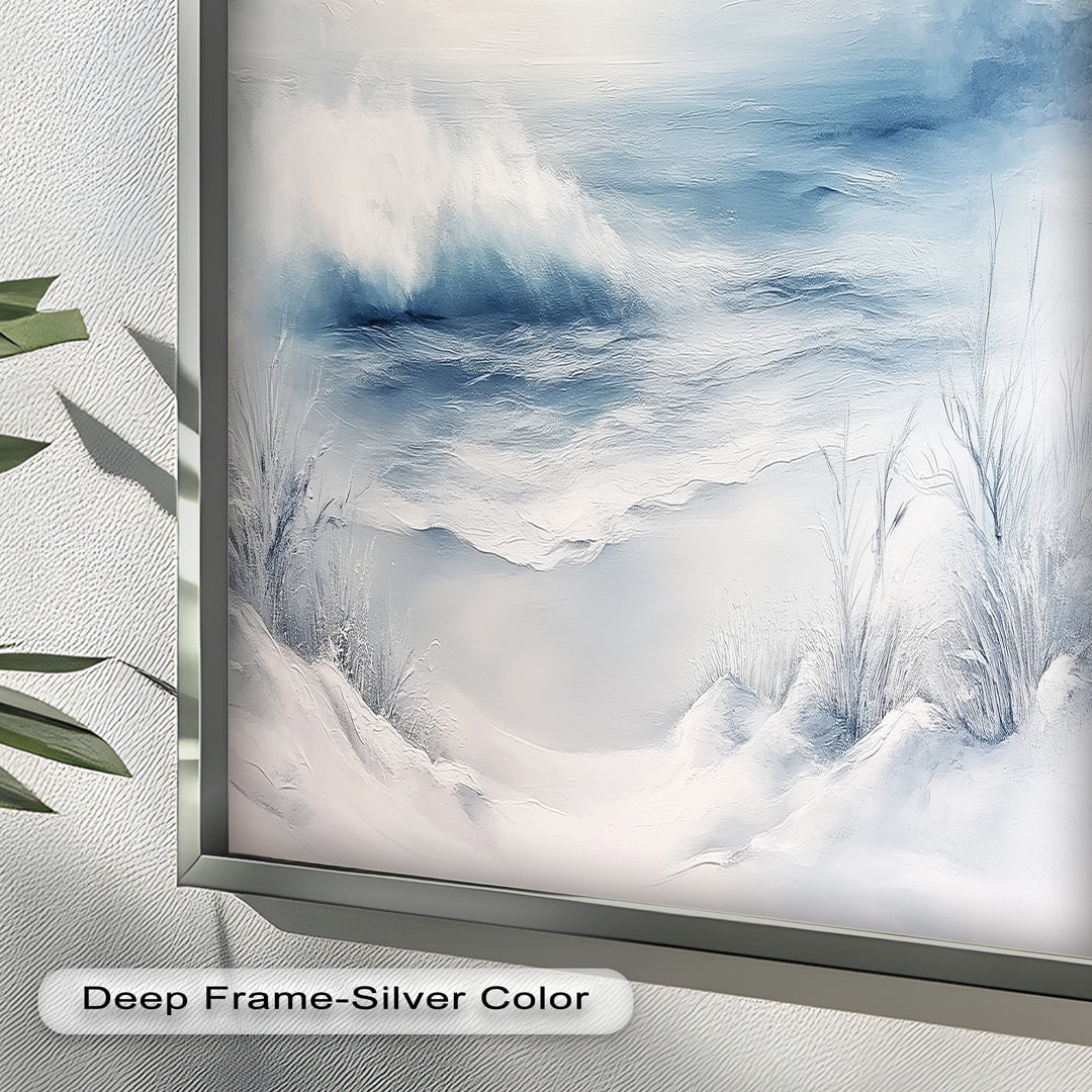 Coastal Wall Art - Snowy Beach Seascape Oil Painting