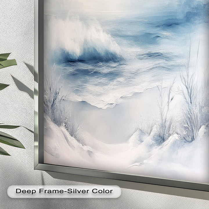 Coastal Wall Art - Snowy Beach Seascape Oil Painting
