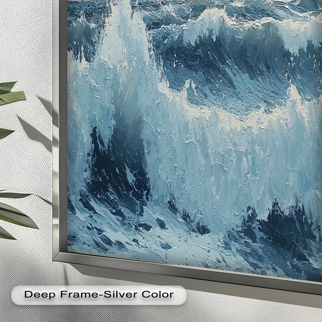 Coastal Wave Art - Seagulls Seascape Oil Painting