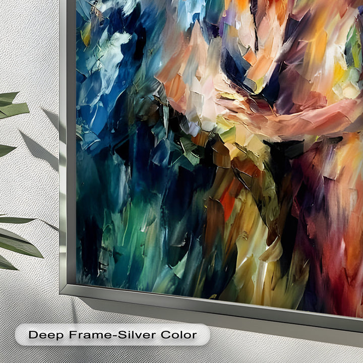 Ethereal Embrace – Abstract Lovers in a Burst of Color Oil Painting