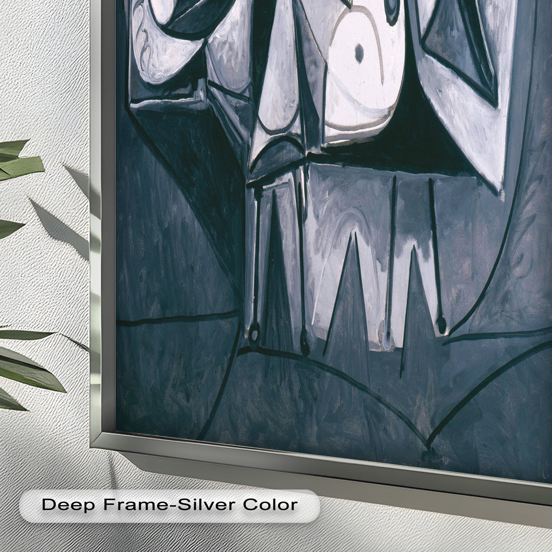 Geometry of Stillness – Monochrome Reclining Picasso Oil Painting