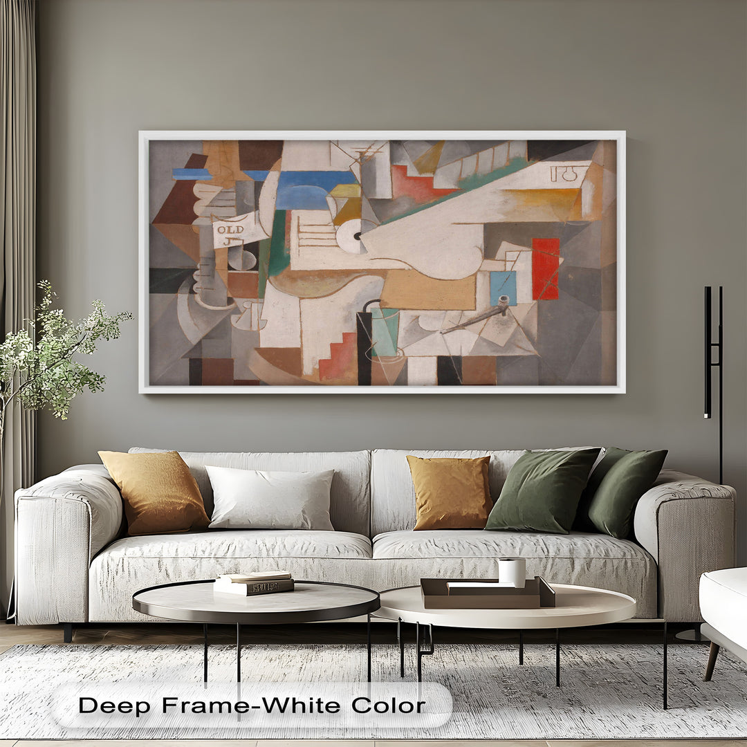 Geometric Cubist Composition Wall Art – Abstract Oil Painting