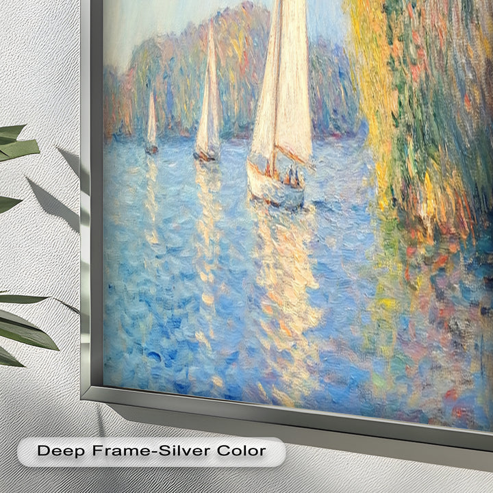 Tranquil Sails at Sunset – Impressionist Boat Scene Oil Painting