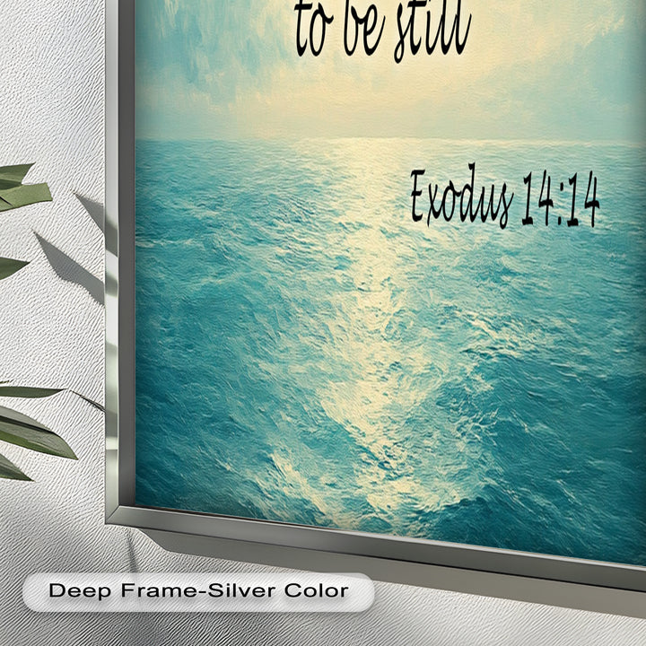 Exodus 14:14 – Be Still & Trust Bible Verse Oil Painting