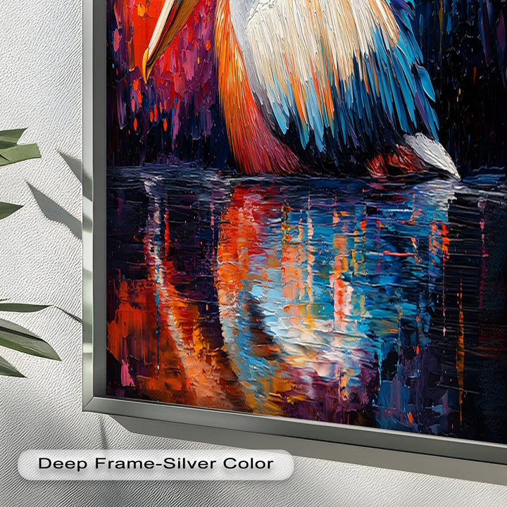 Sunset Pelican on Water – Animal Oil Painting