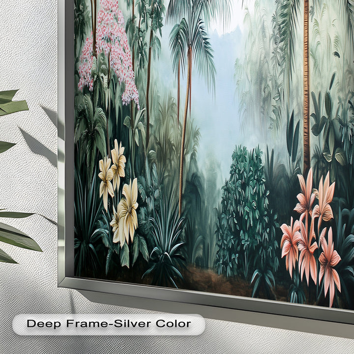 Floral Tropics Oasis – Palm Tree Oil Painting
