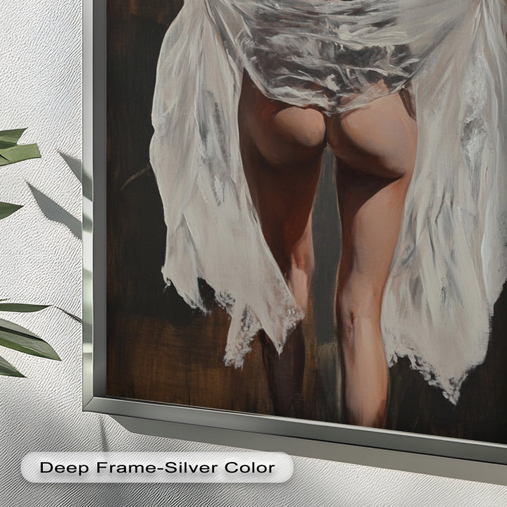 Soft Steps in Lace – Romantic Figurative Nude Oil Painting