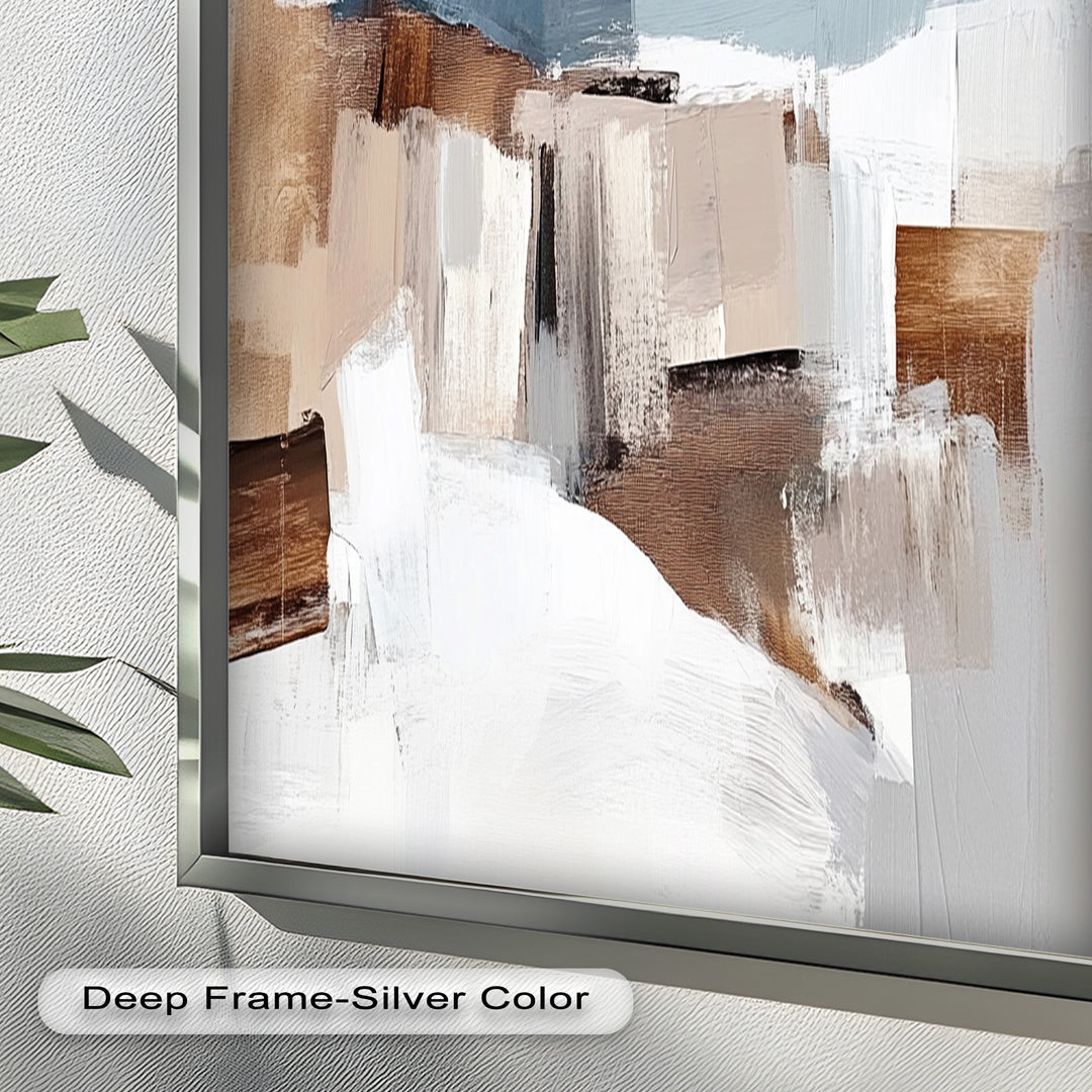 Muted Horizon Layers – Mountain Landscape Abstract Oil Painting