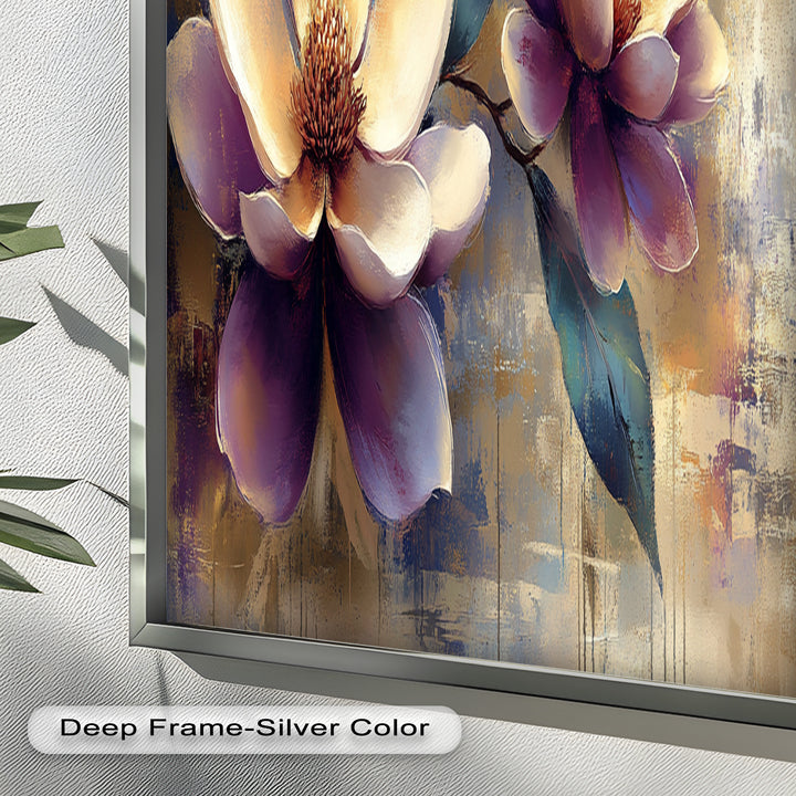 Golden Magnolia Blossoms – Modern Floral Oil Painting