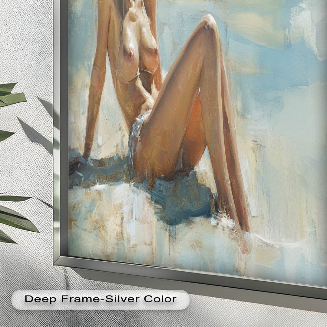 Sun-Kissed Serenity – Beachside Nude Figurative Oil Painting