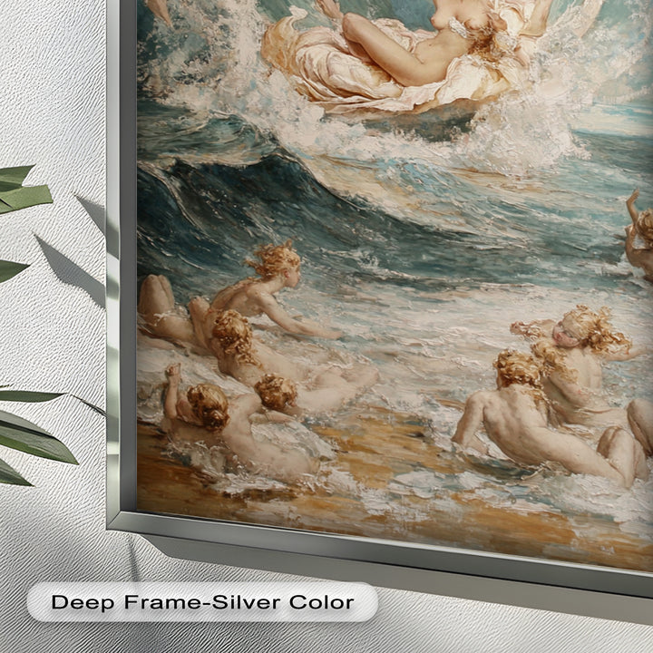Birth of the Wave – Mythological Goddess and Cherubs Oil Painting