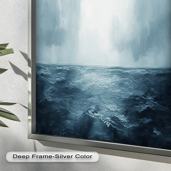 Ocean Horizon Calm – Minimalistisches blaues Meereslandschafts-Ölgemälde