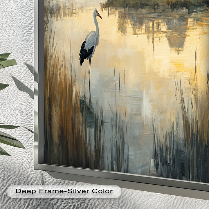 Stork at Dusk – Animal Oil Painting