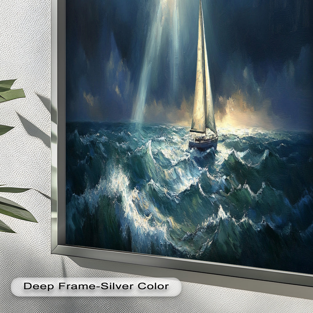 Stormy Horizon – Boat Oil Painting