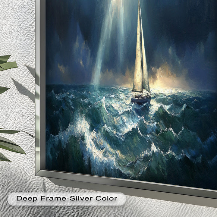 Stormy Horizon – Boat Oil Painting
