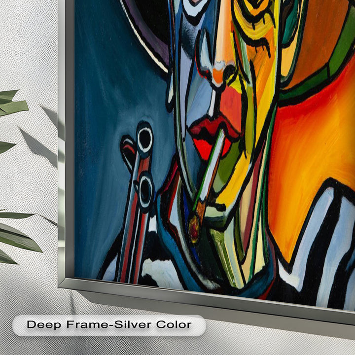 Rebel's Gaze – Bold Cubist Portrait Picasso Oil Painting