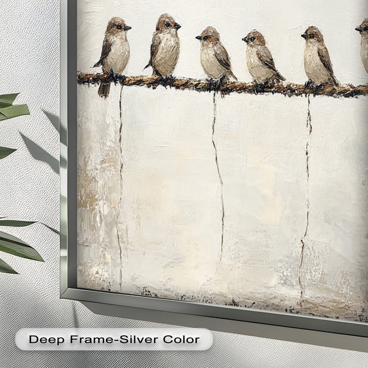 Six Birds in Stillness – Animal Oil Painting
