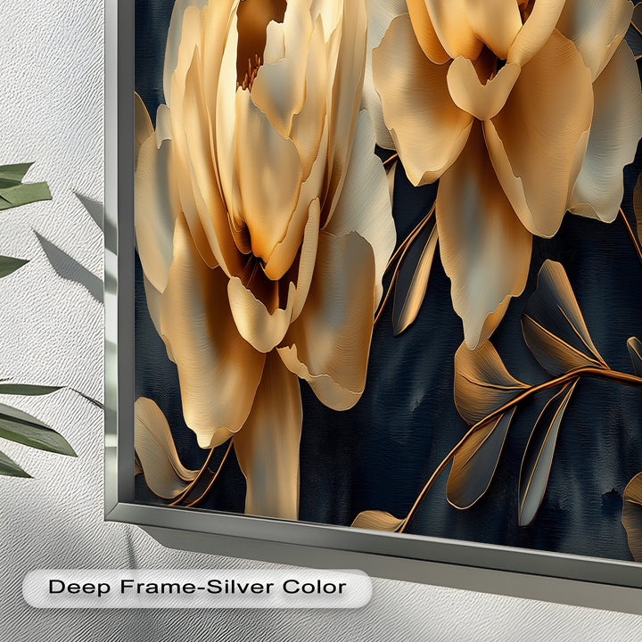 Golden Bloom Elegance – Flower Oil Painting