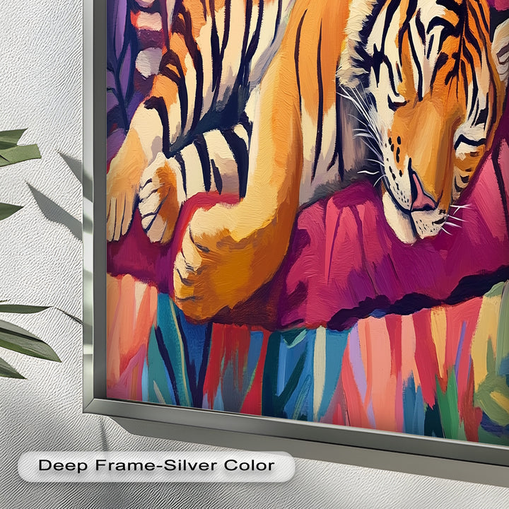Resting Tiger Oil Painting – Fauvist Jungle Art