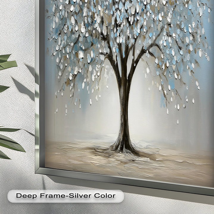 Snowflower Tree – Modern Framed Oil Painting