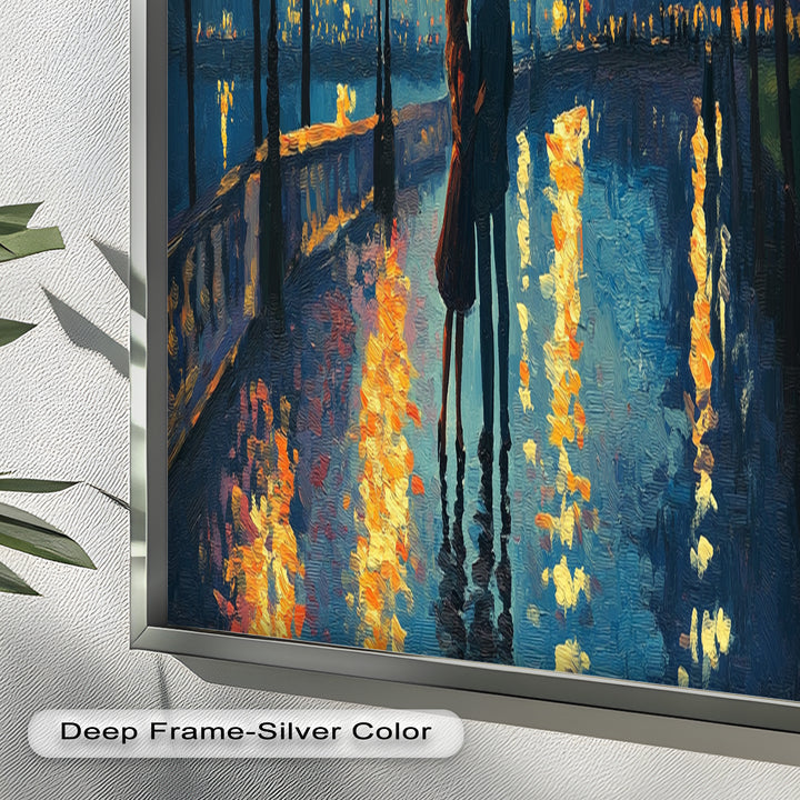 Moonlit Reflections – Eiffel Tower Romance Love Oil Painting