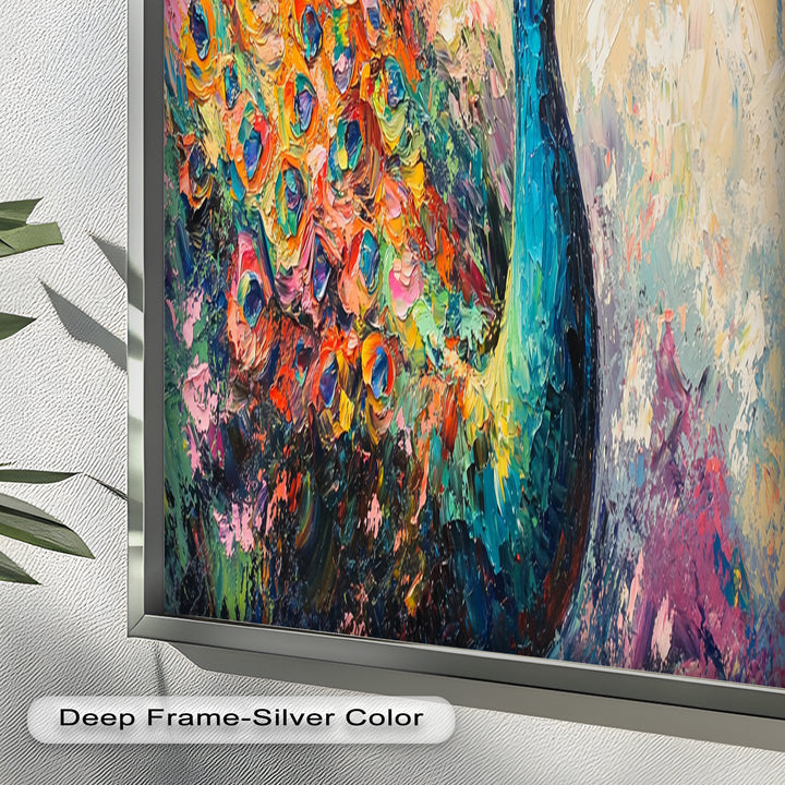 Peacock in Blooming Hues - Animal Oil Painting