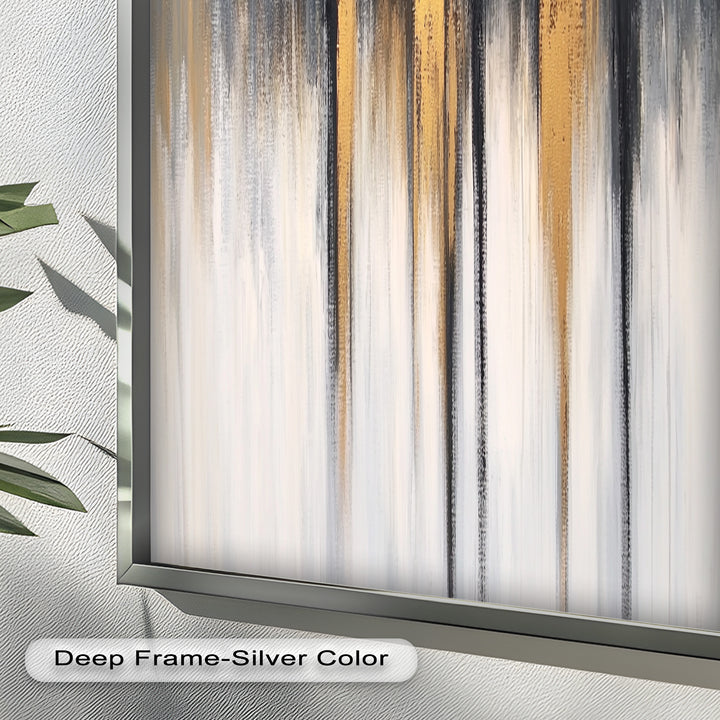 Modern Grey & Gold Abstract – Framed Oil Painting