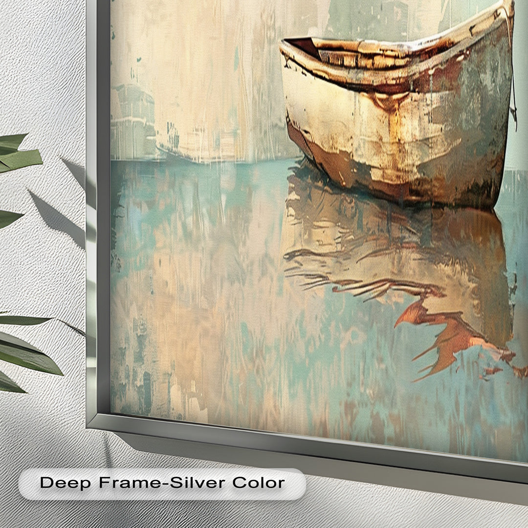 Old Wood Boat – Framed Oil Painting
