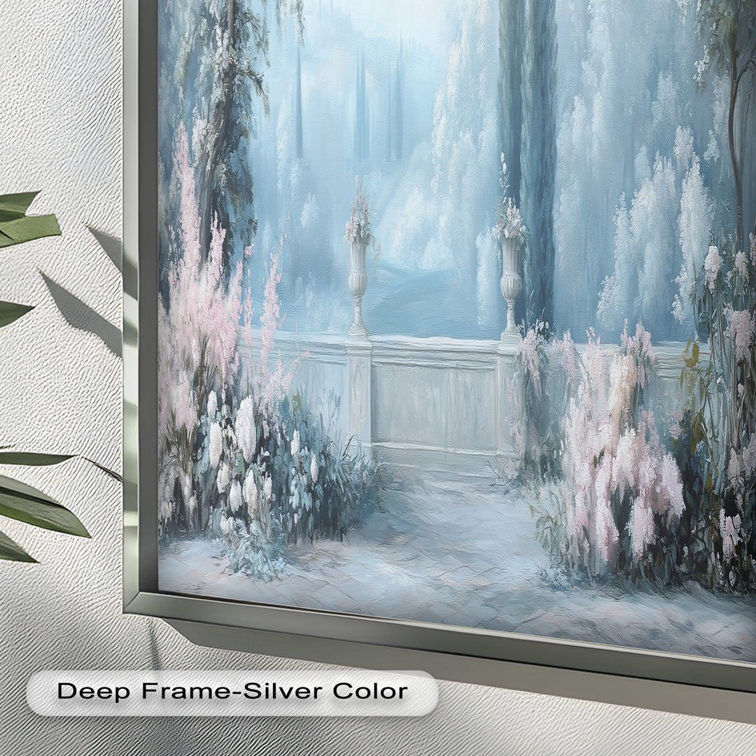 Serene Garden Terrace – Landscape Oil Painting