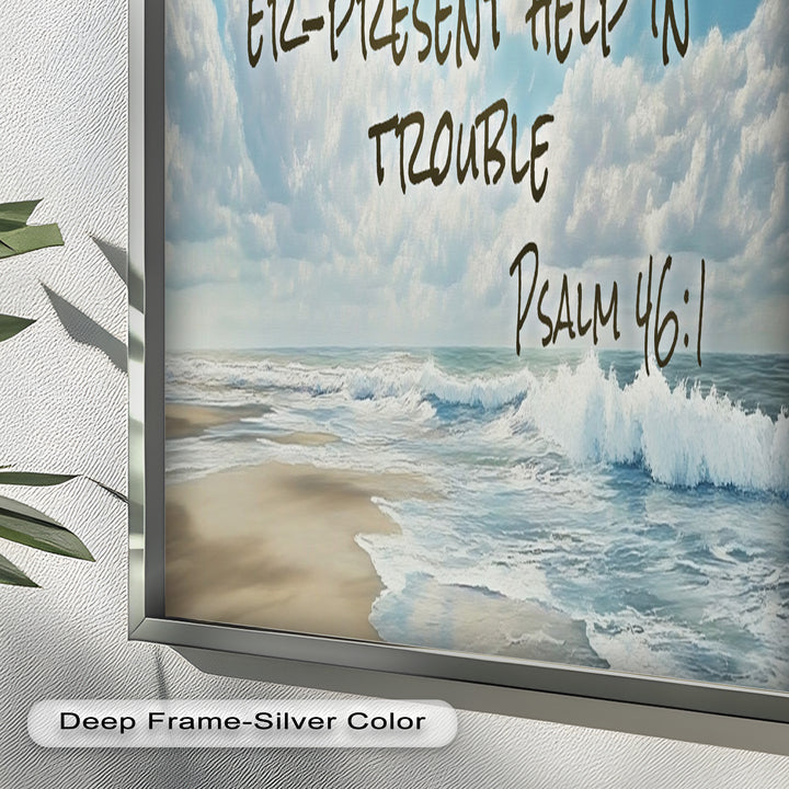 Psalm 46:1 – Refuge and Strength Bible Verse Oil Painting