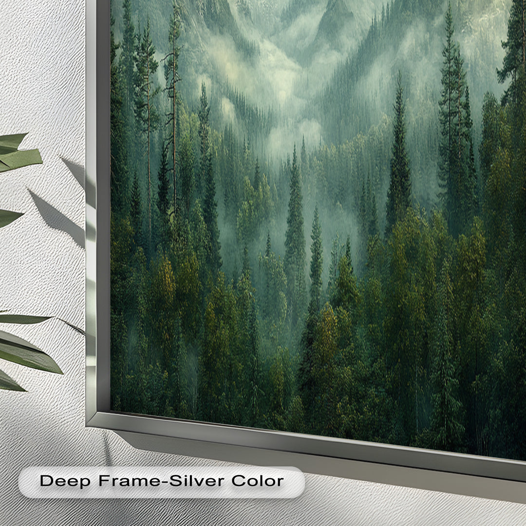 Misty Mountain Forest - Framed Oil Paintings