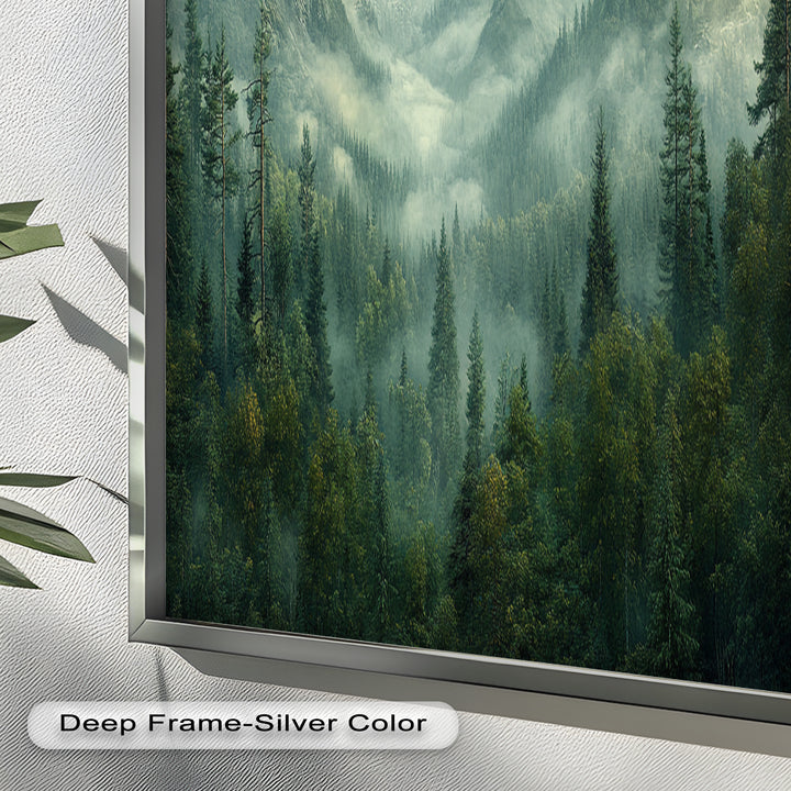 Misty Mountain Forest - Framed Oil Paintings