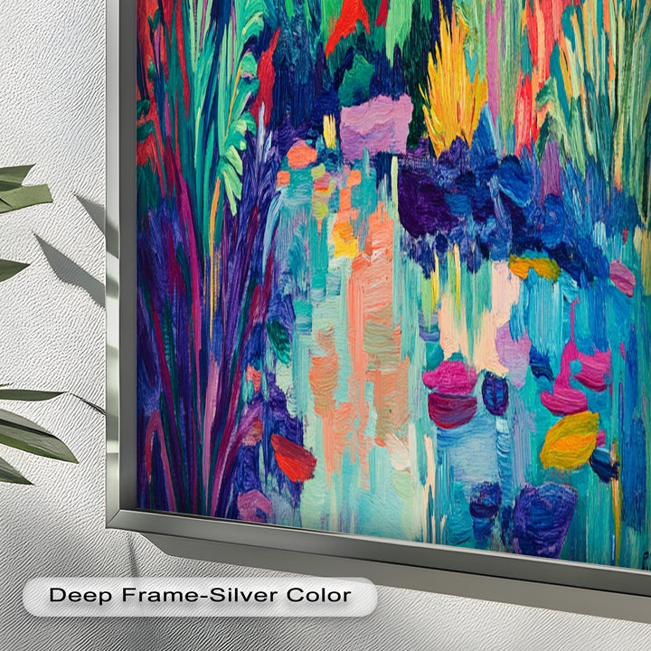 Sunset Reflections Oil Painting – Fauvist Lakeside Dreamscape