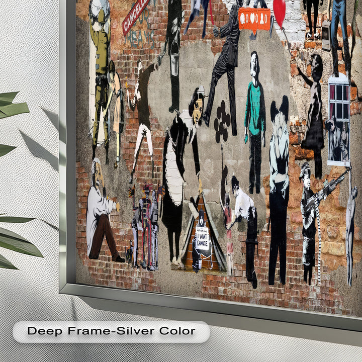 Voices on the Wall – Iconic Banksy Collage Oil Painting