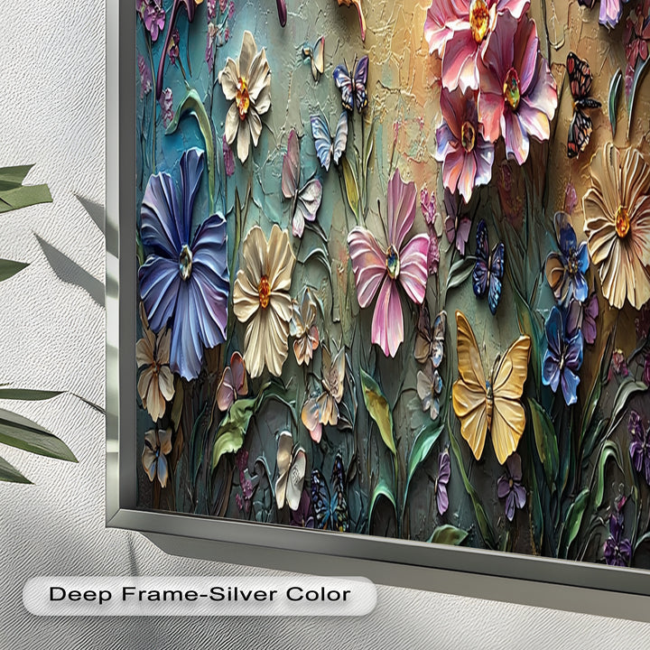Butterflies Abstract Floral – Colorful Nature-Themed Oil Painting
