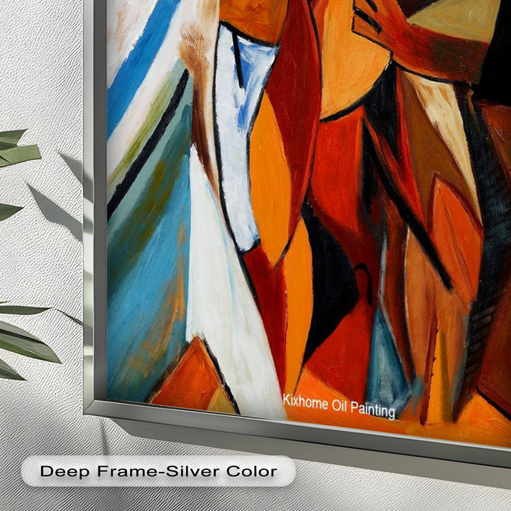 Abstract Embrace Wall Art – Cubist Oil Painting
