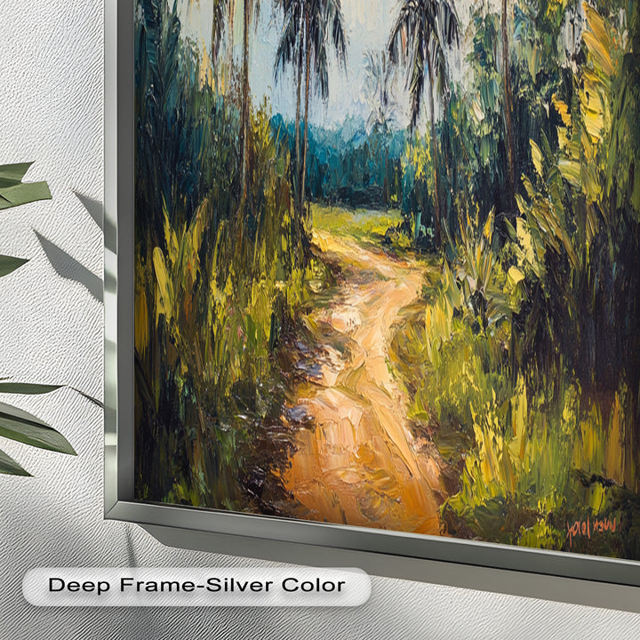 Tropical Pathway with Palm Trees – Impressionist Oil Painting