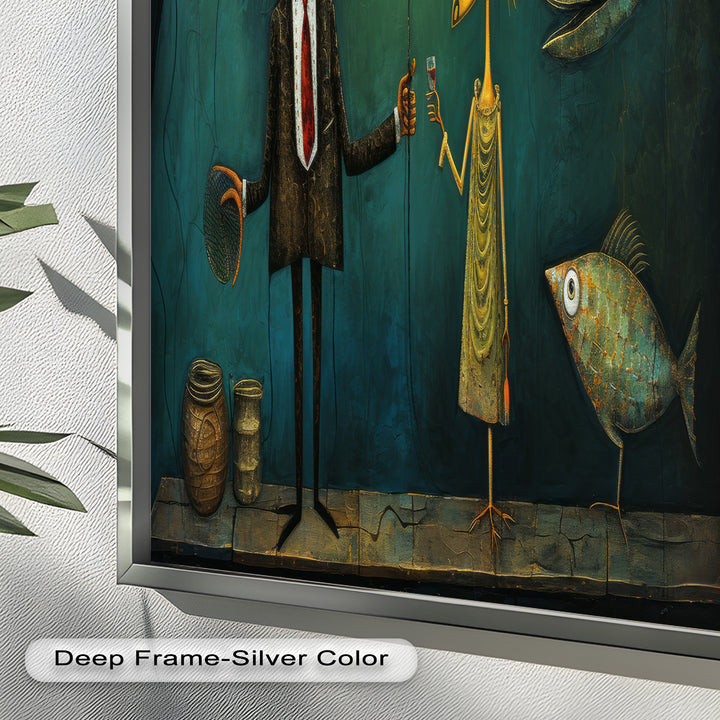 Moonlight Toast – Whimsical Surrealist Underwater Picasso Oil Painting