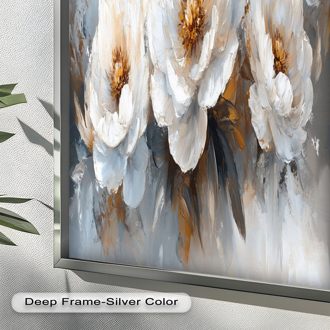 Ivory Garden Symphony – White Peony Bouquet Flower Oil Painting