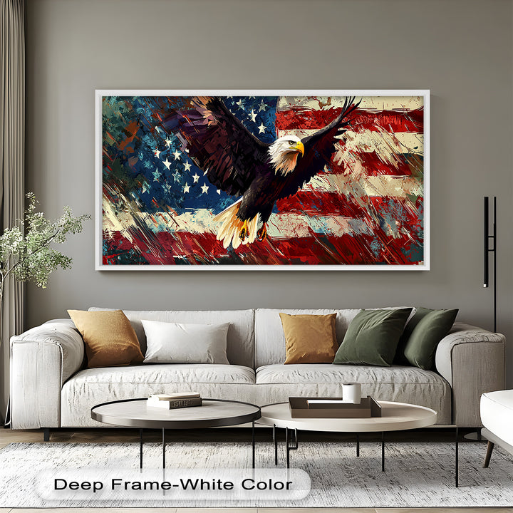 Soaring Freedom – Patriotic Eagle Oil Painting