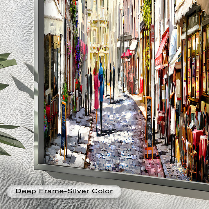 Sunlit Street von The Macneil Studio – Elegantes europäisches Ölgemälde