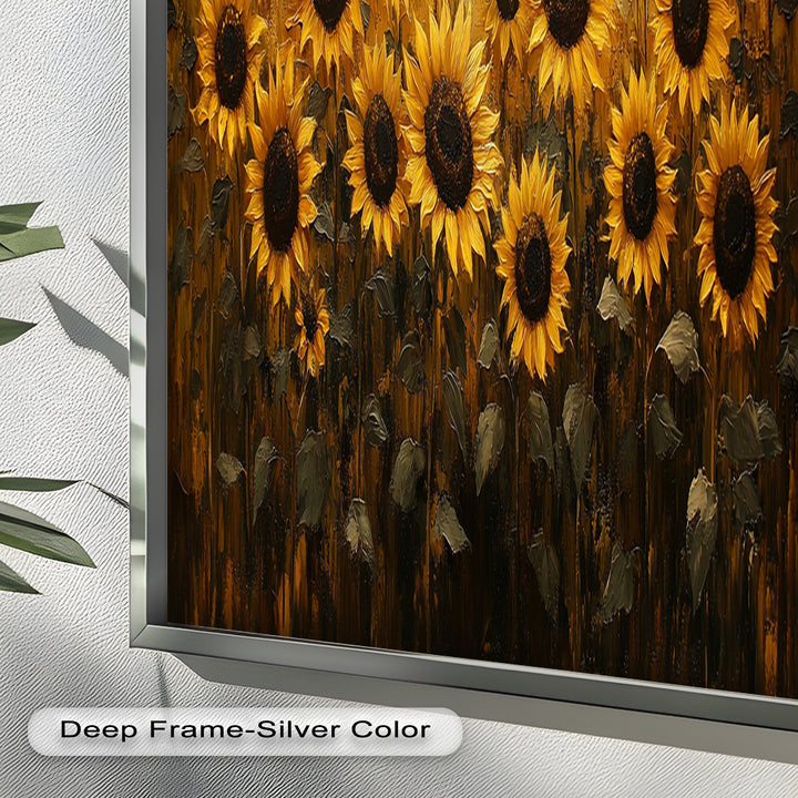 Golden Sunflower Field Wall Art – Floral Oil Painting