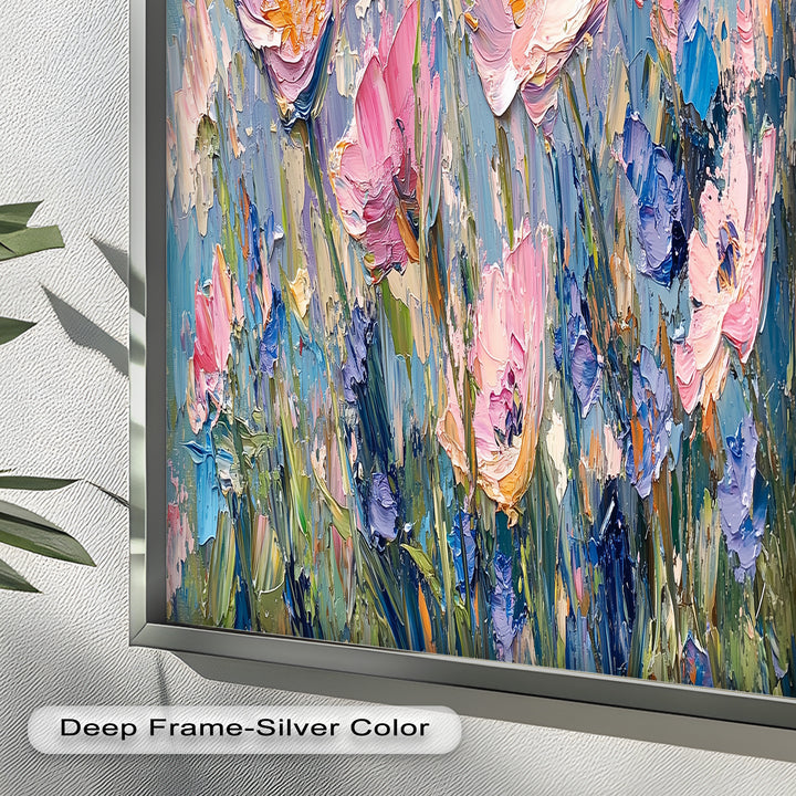 Pink and Violet Wildflower Bloom - Flower Oil Painting