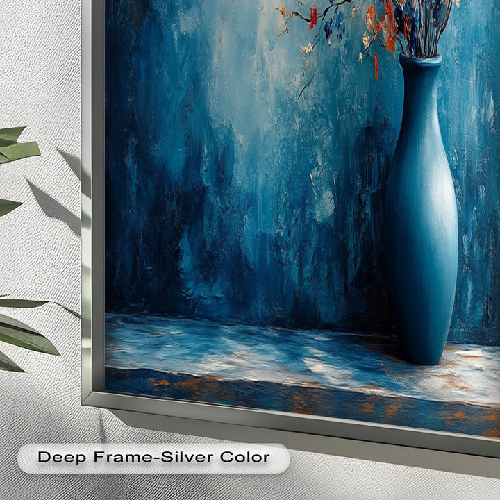 Blue Harmony Vase – Contemporary Floral Arrangement Flower Oil Painting