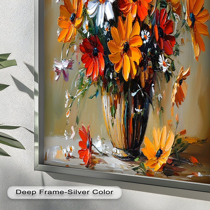 Orange & White Flowers – Botanical Oil Painting