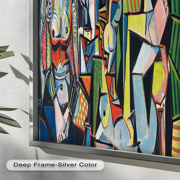 The Mirror Within – Bold Cubist Interior Picasso Oil Painting