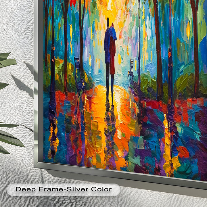 Autumn Radiance – Lovers Under the Colorful Canopy Love Oil Painting
