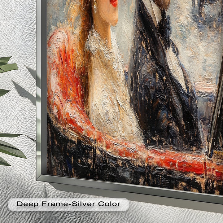 Charming Couple in a Vintage Car – Impressionist Oil Painting