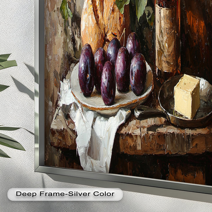 Farmhouse Kitchen Plum & Bread – Still Life Oil Painting