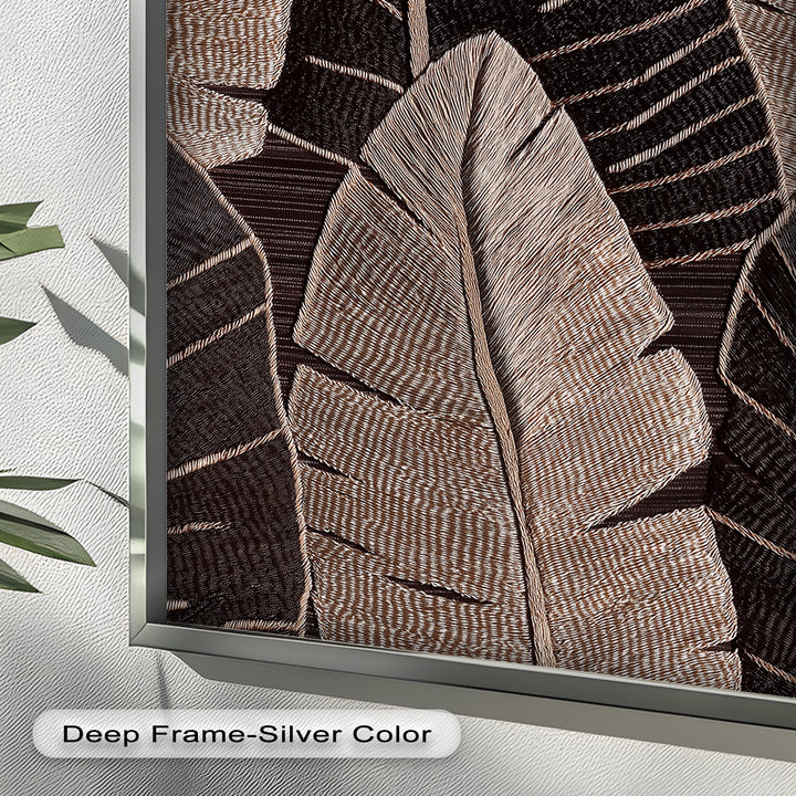 Tactile Tropics – Brown Leaf Composition Flower Oil Painting